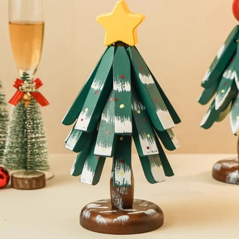 Creative Solid Wood Christmas Tree Insulated Dining Table Pot Mat Advanced Anti-scalding Household Goods