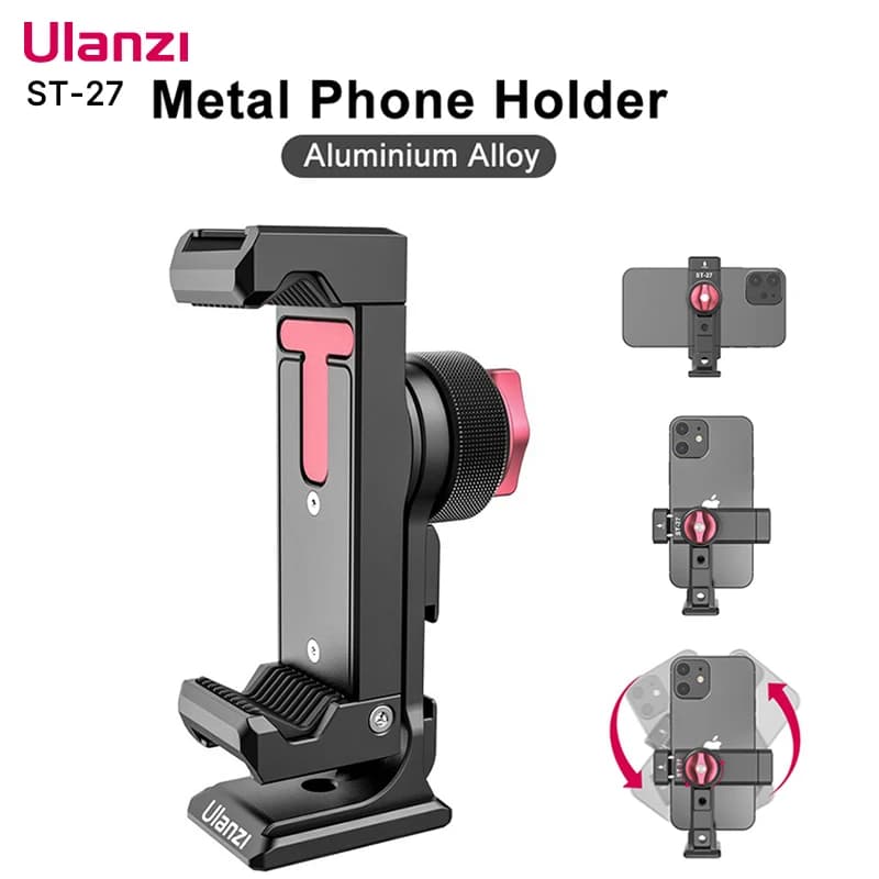 Metal clamp for phone support Ulanzi ST-27 with cold skating Arca 360 ° Mounting clip for rotating tripod for photography TikTok Vlog