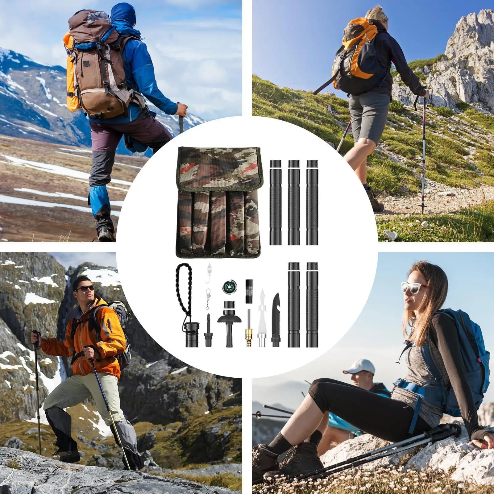 Trekking sticks Adjustable walking poles Senior walking sticks for trekking Hiking Backpack camping Survival Mountain outdoor
