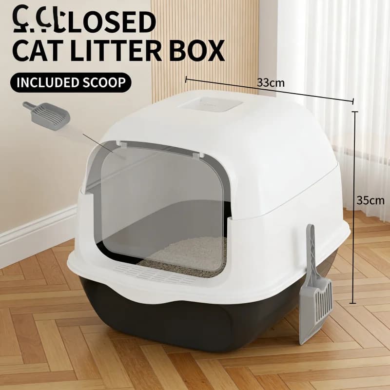 Lettiera per Gatti Nera Rinforzata Extra Large Anti-Schizzi Completamente Chiusa con Maniglia Anti-Odore per Gattini - Vendita all'Ingrosso
