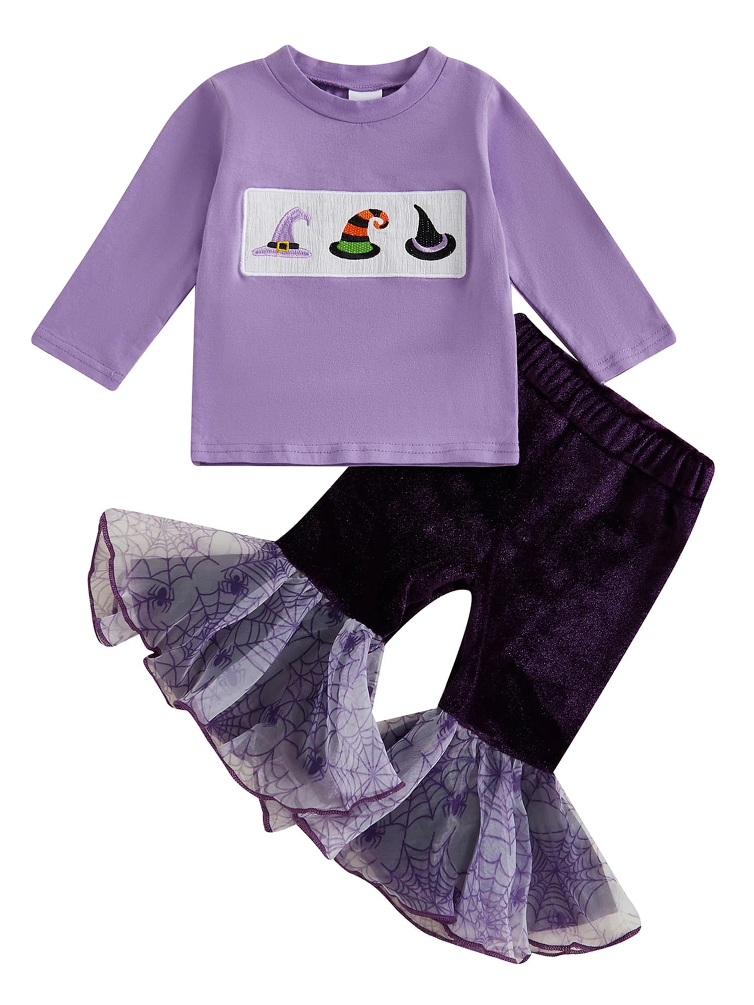 Infant Baby Boy Halloween Costume Spider Web Hat Black Cat Short Sleeve Shirt Striped Leggings 3Pcs Set