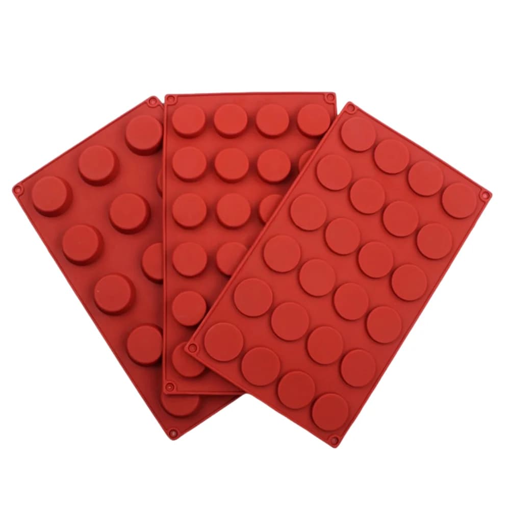 Stampo per cioccolato in silicone a forma di moneta d'oro a 24 fori, piatto rotondo, fette di cioccolato, vibrazione, decorazione per torta di zucchero, stampo per candela