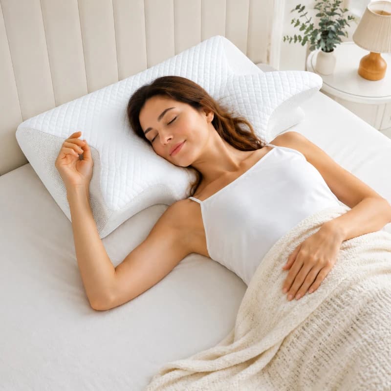 Cuscino Cervicale in Memory Foam 2 in 1, Cuscino Ergonomico Ortopedico per il Collo, Supporto per Alleviare il Dolore al Collo