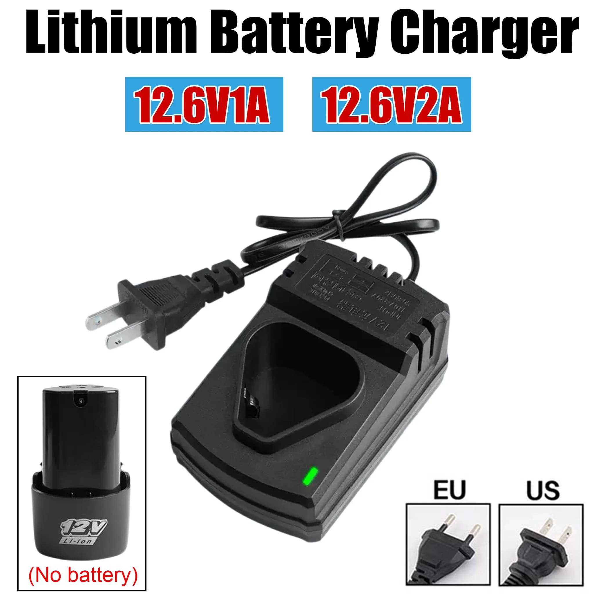 Caricabatterie ricaricabili agli ioni di litio da 12V/12.6V con supporto 110-240V per trapano elettrico, caricabatterie per cacciavite al litio, accessorio per utensili elettrici