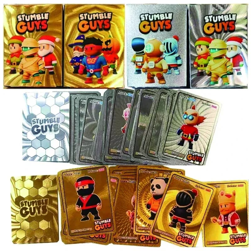 55 pz/scatola Anime inciampa carte per ragazzi natale oro argento lamina lucida collezione di giochi da tavolo Flash Figure Trading Card regalo di natale
