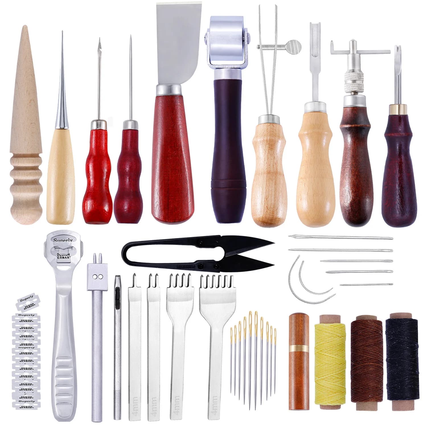 1set leather punching tools Sewing kit of leather saddle sewing work for crafts sewing tools cutting tools