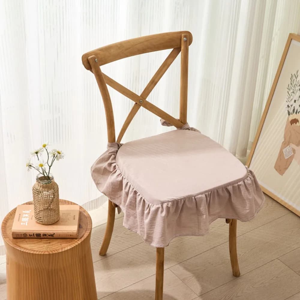 Cuscino per Sedia in Stile Country Americano a Quadri con Volant, Rivestimento in Cotone Rimovibile, Morbido Coprisedia con Imbottitura in Schiuma e Chiusura a Cerniera