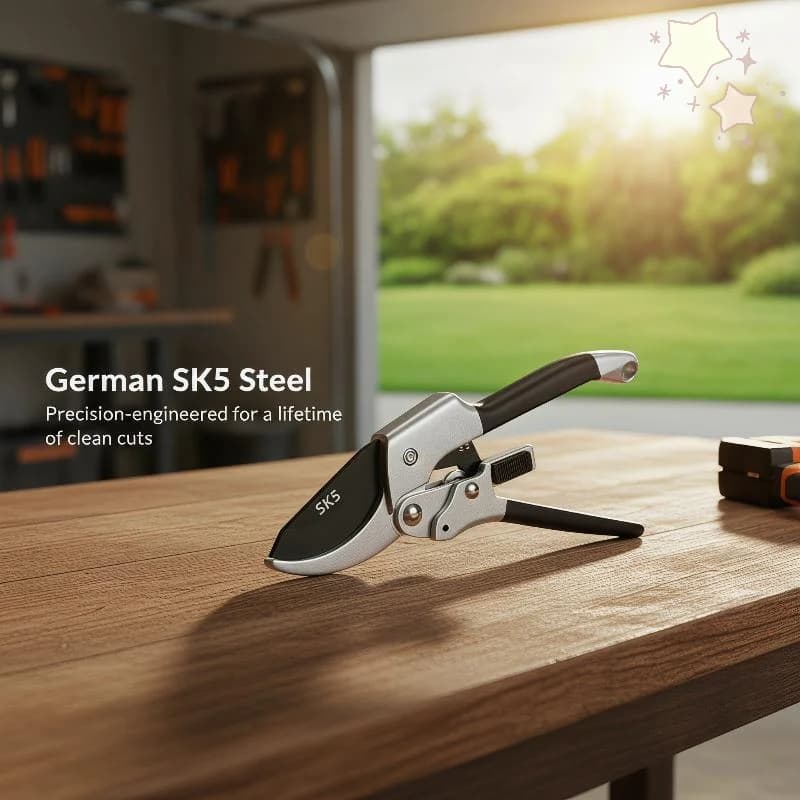 SK5 Steel Pruning Shears With Rust Resistant Blade Non Slip Grip For Gardening Trimming Yard Work