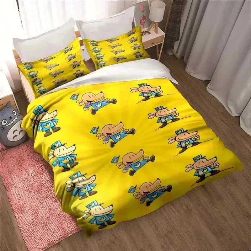 3D Cartoon Dog Man Cover Federa Bed linen set Dav Pilkey Adult Boys Girls Bedroom Decoration Single Double Size