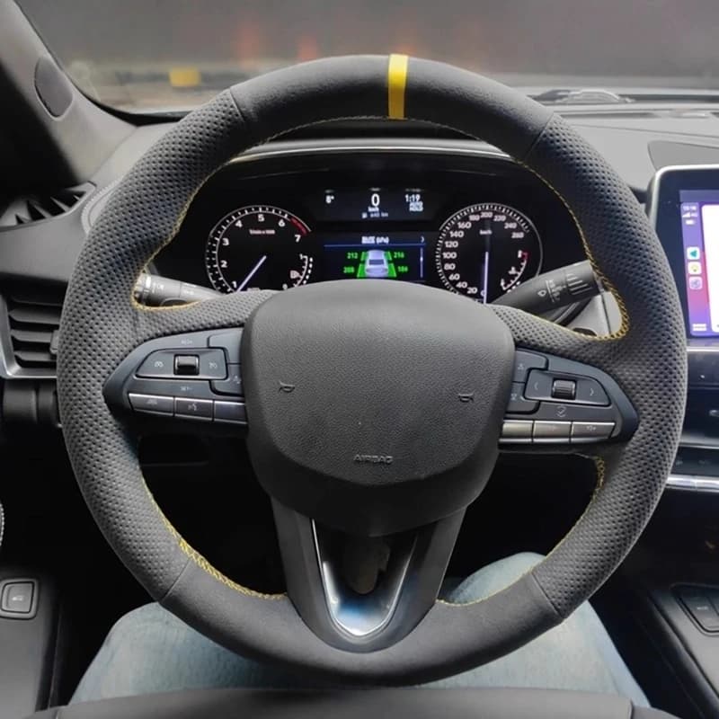 Coprivolante in pelle scamosciata nappa resistente antiscivolo cucito a mano per Cadillac CT4 CT5 XT4 Accessori interni per auto