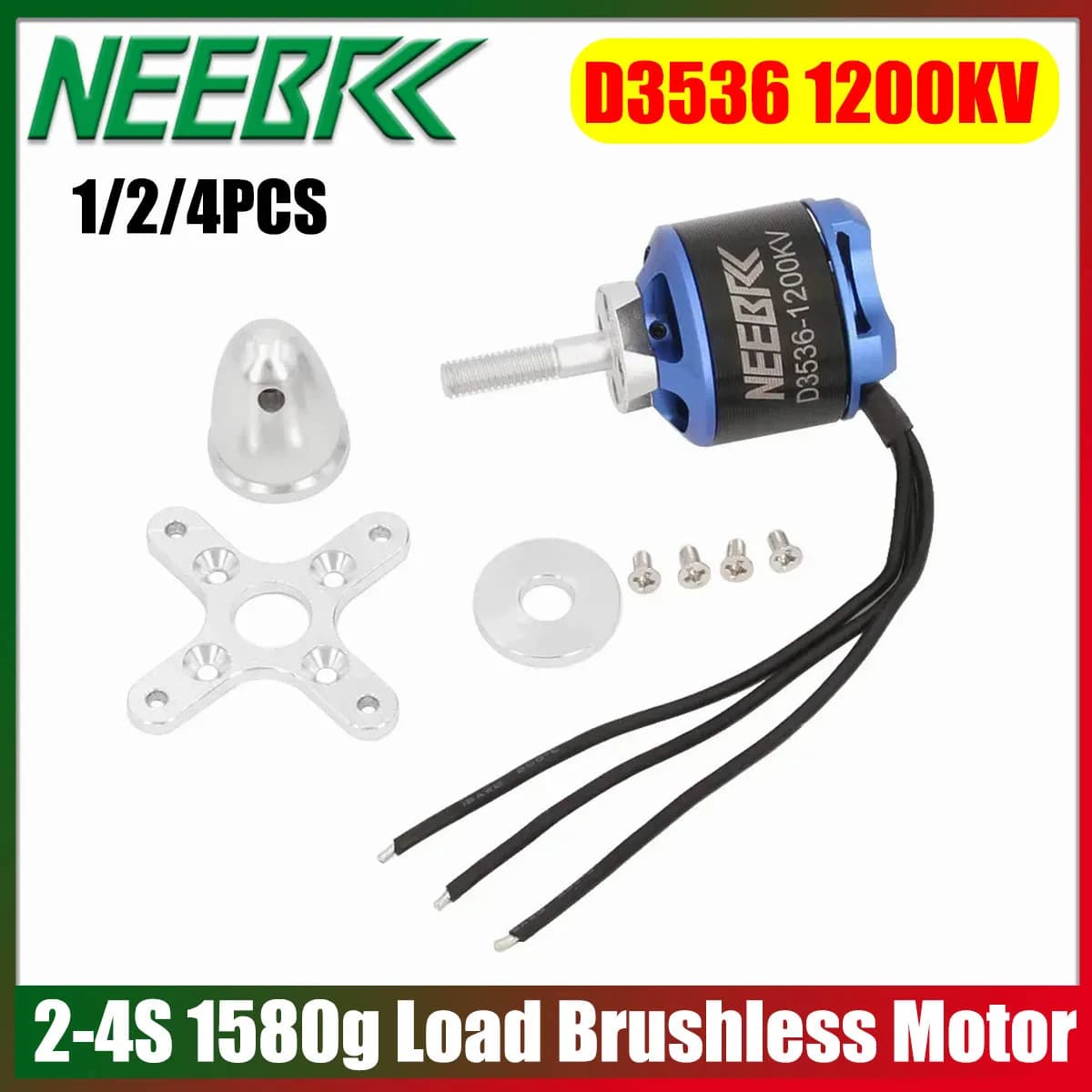 NEEBRC 1/2/4PCS 3536 1200KV 1580g 2-4S Conveyor Brushless Motor for RC FPV Racing Diamond Aerial Aerator Quadcopter Upgrade Parts
