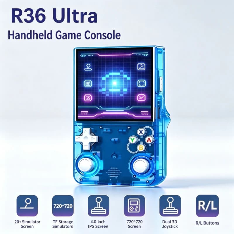 Retro Pocket Handheld Game Console R36ULTRA Open Source New 2026 Linux System 4.0 Inch IPS 64G 20000 Plus Video Player