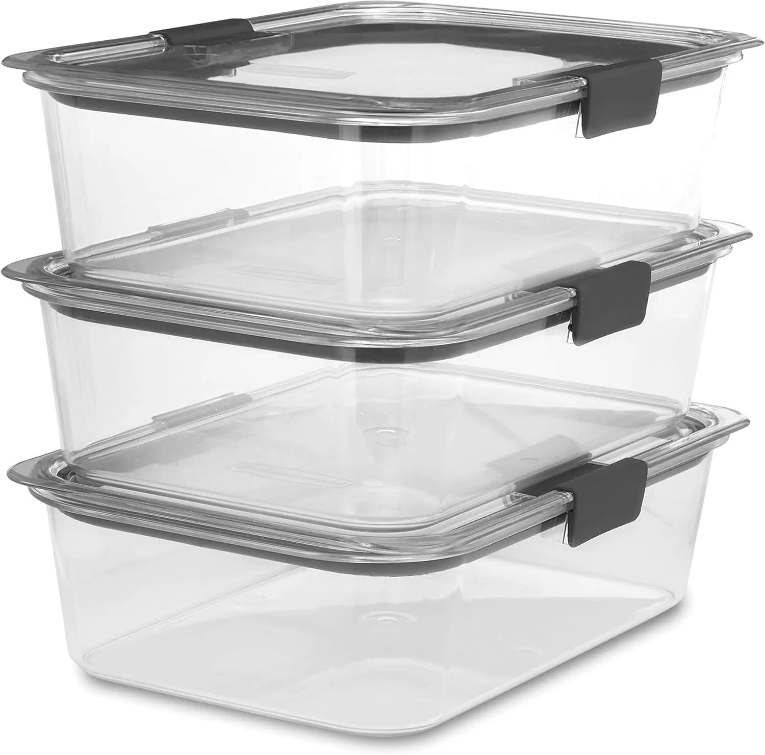 Contenitori per Alimenti Ermetici, Set da 3 Trasparenti da 9,6 Tazze con Coperchi Sigillati per Preparazione Pasti e Pranzo