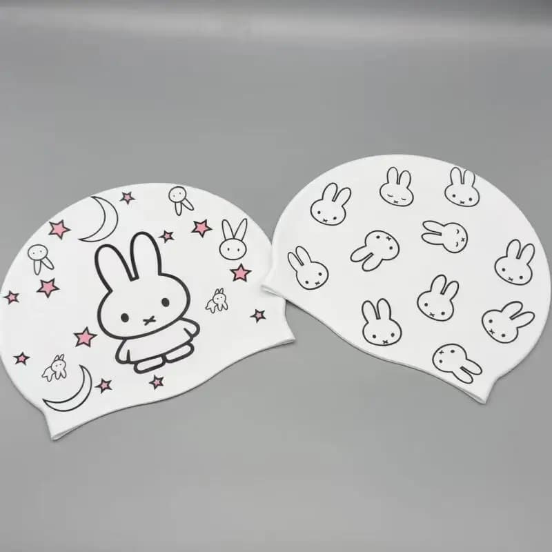 Cartoon Miffy Rabbit Silicone Swimming Cap Female Adult High Beauty Waterproof Ear Protection Peripheral Friends Birthday Gift