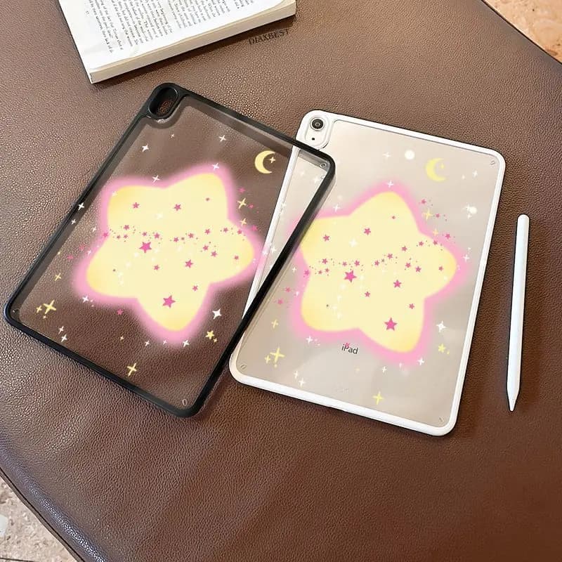 Korea ins Pink Star Moon Y2K Cover For iPad Pro 13 11th M5 M4 12.9 A16 10 8 7 9th 10th For Ipad Air 11 M2 M3 Mini Tablet Case