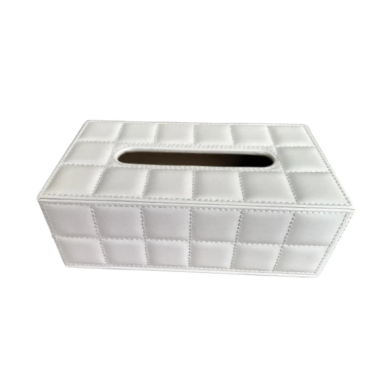 Tissue Box Cover PU Leather Fashion Rectangular Organizer Container Tissue Case for Bedroom Restaurant Car Dresser Hotel
