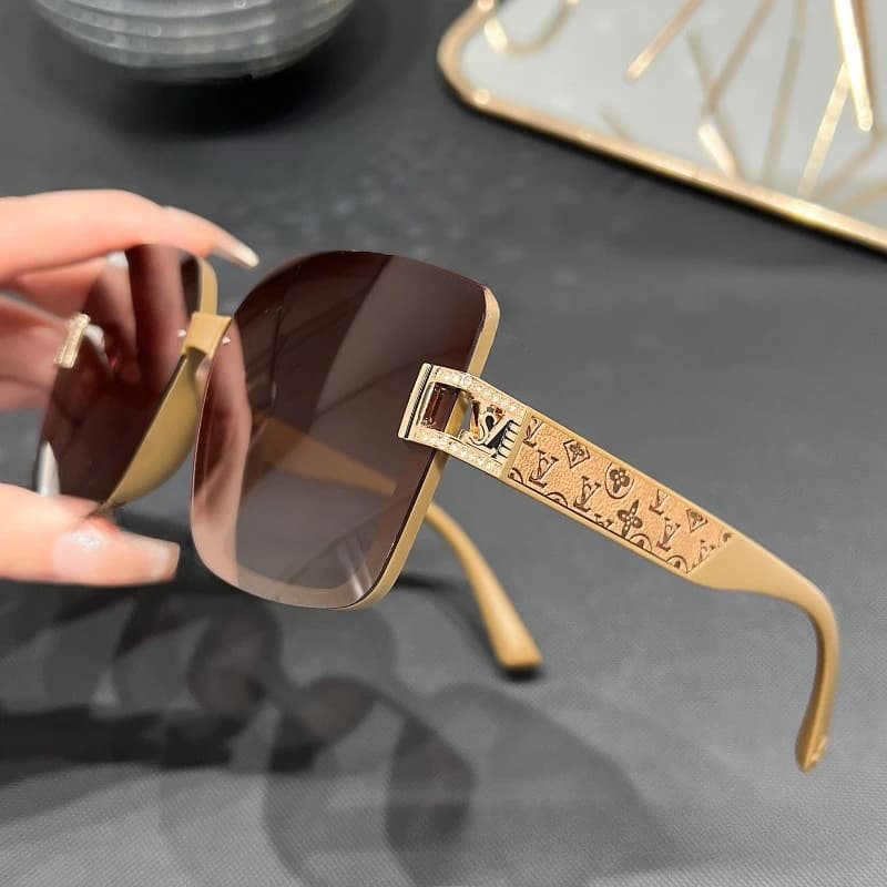 2025 Occhiali da sole quadrati polarizzati Occhiali da sole di lusso alla moda da donna Nuovi occhiali da sole con stampa in pelle vintage Glitter UV400 Gafas De Sol