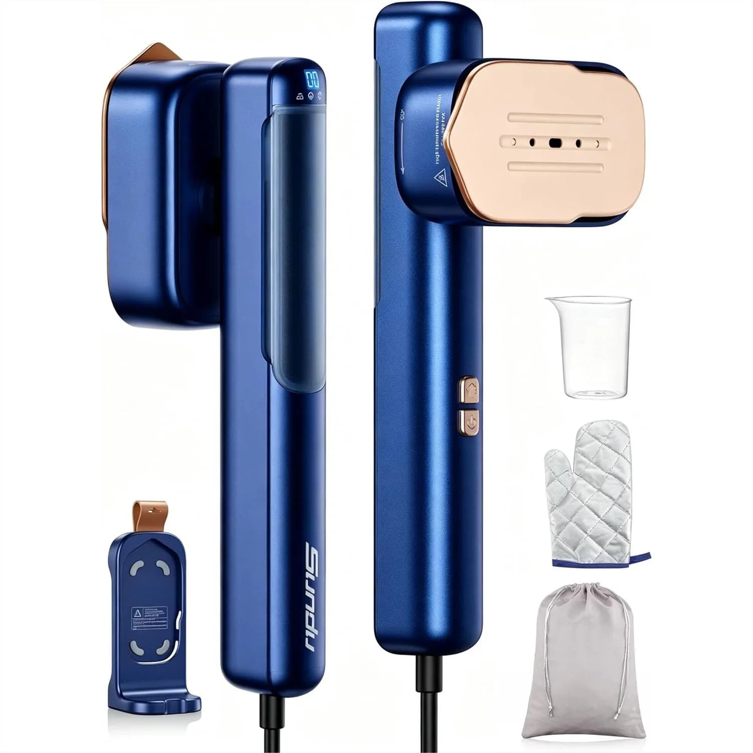 Ferro da Stiro a Vapore Intelligente da Viaggio, 100V-240V, Portatile, Riscaldamento Rapido in 15s, 2 in 1 Ferro e Vaporizzatore, Display LED, 100ml d'Acqua