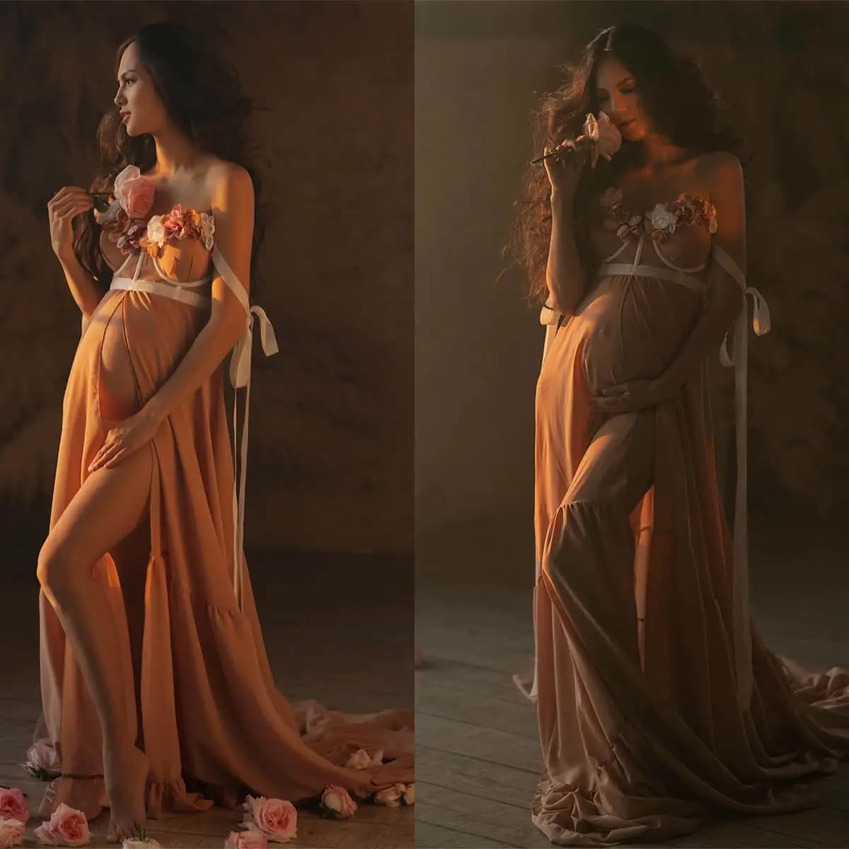Elegant Pajamas Dresses Women Robe Nightgown Appliques Bridal Bathrobe Maternity Dressing Gown for Photography Custom Made