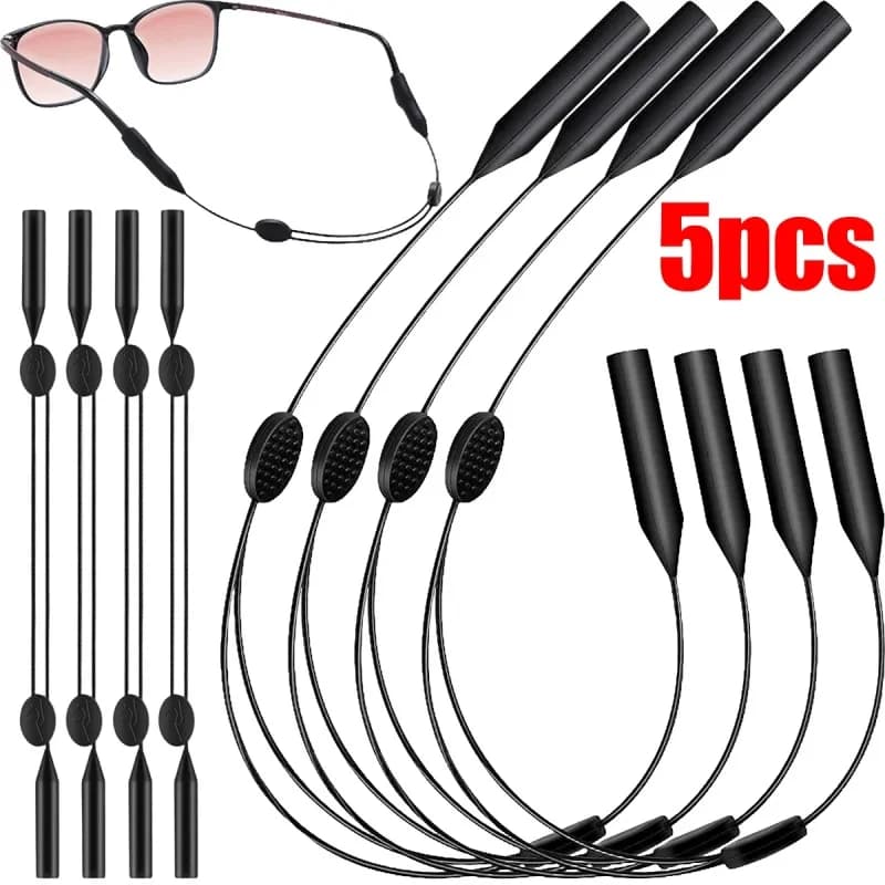 1/5 Pezzi Cinturino Universale Regolabile per Occhiali, Adatto per Occhiali da Sole Sportivi, Cinturino Unisex, Supporto per Occhiali di Sicurezza con Testa Rotonda Grande