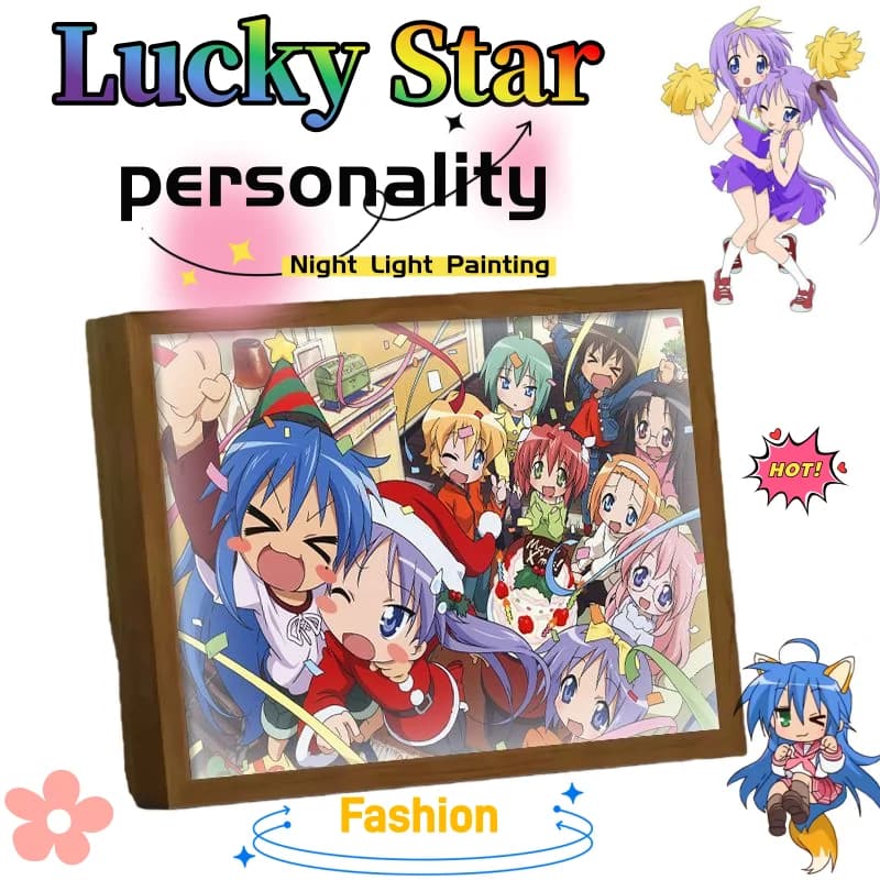 Lampada Decorativa Lucky Star Light Painting, Stile Cartone Animato Carino e alla Moda, Luce Notturna Atmosferica Anime, Regalo per Amici