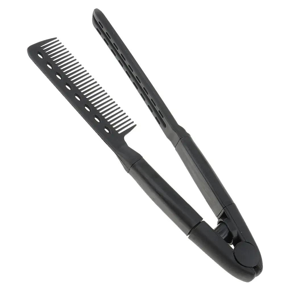 Professional black hair plate, hairstyle comb, V-shaped, for hairdresser