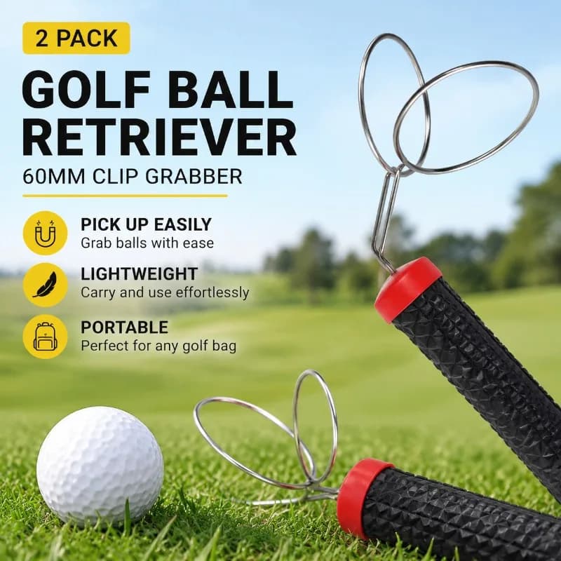 60mm Park Golf Ball Clip Stainless Metal Coil Ball Gripper Portable Ball Retriever Picker Spring Clamp Design Easy Grab Park