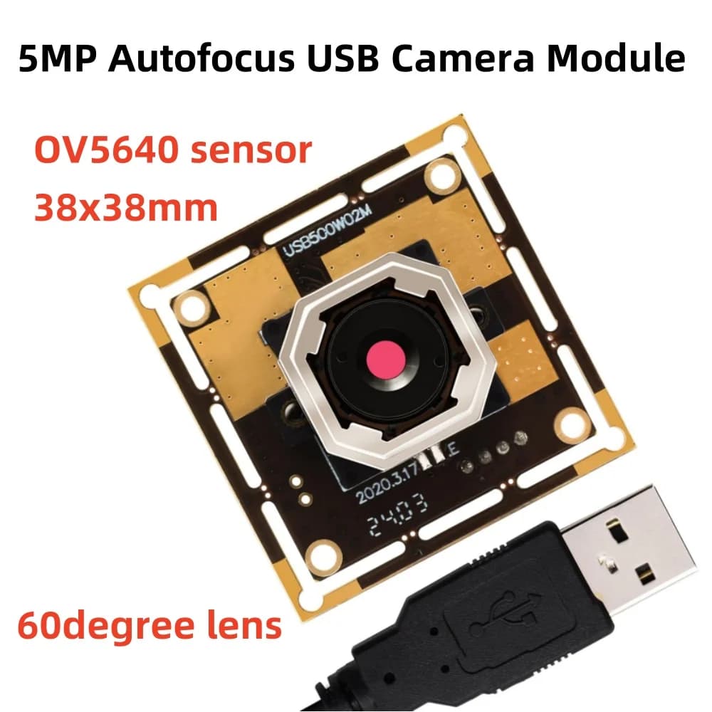 Webcam with automatic focus from 5 MP CMOS OV5640 Mini built-in USB camera module 1944P Lightburn industrial camera for Raspberry Pi