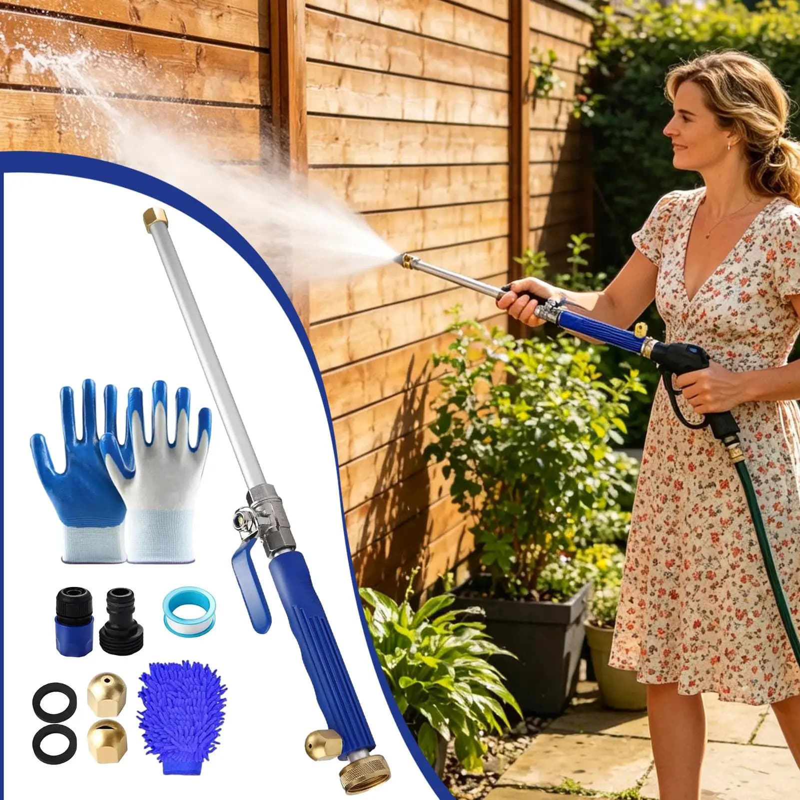 Ugello per tubo da giardino ad alta pressione, ergonomico, per irrigare piante, prato, patio, lavaggio auto, pulizia e doccia