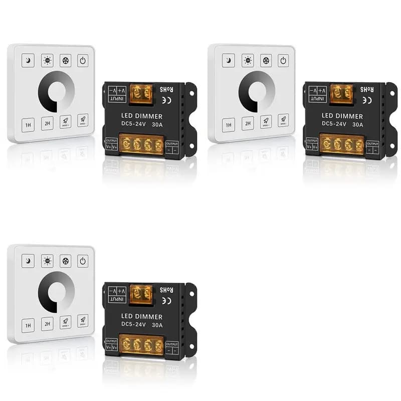 【PUBLICITY】3X Pannello di controllo touch wireless RF da parete per illuminazione a striscia LED a colore singolo DC5-24V 30A