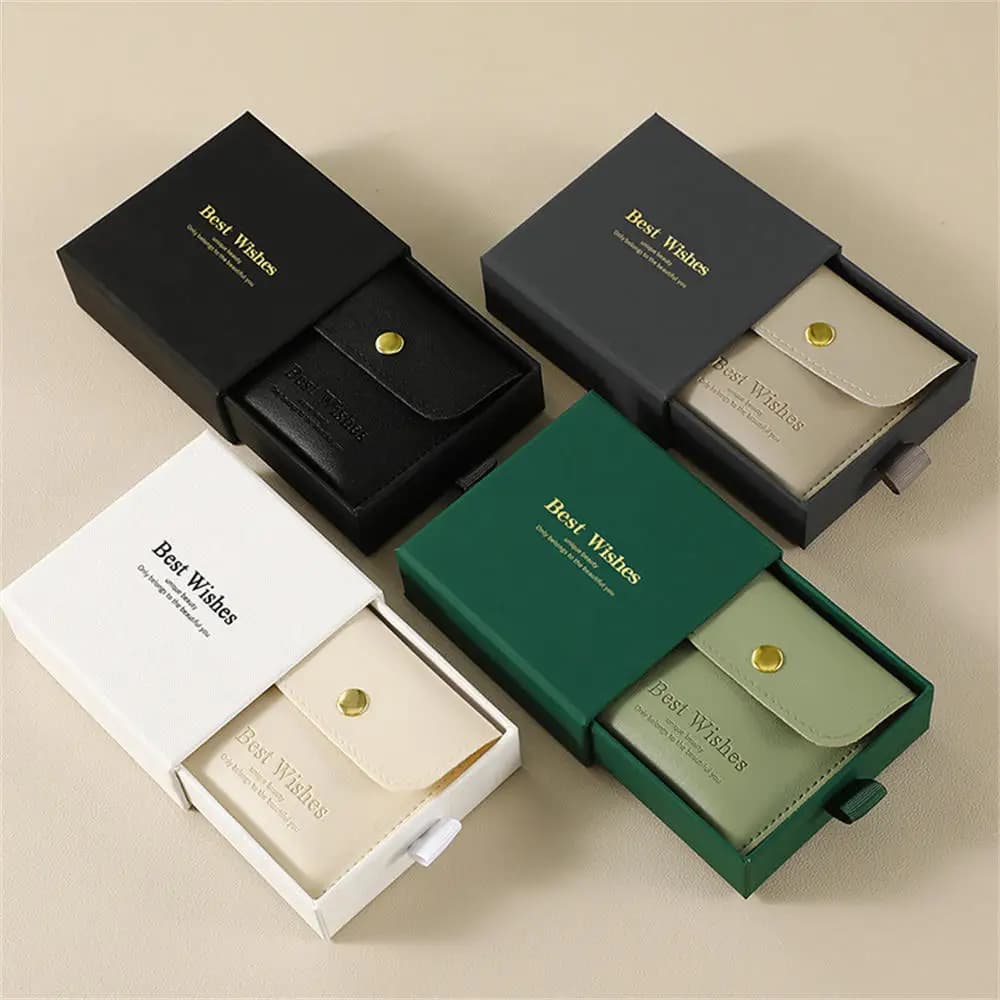 2 pezzi portagioie in carta PU Set di sacchetti di imballaggio collana bracciale orecchini scatola regalo di stoccaggio custodia per gioielli di fascia alta Joyero