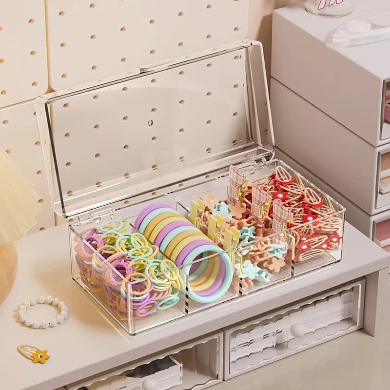 1PC Scatola portaoggetti per fascia in acrilico trasparente Accessori per capelli Organizzatore Organizzatore per cravatte per capelli per scatola portaoggetti per gioielli cosmetici per fascia