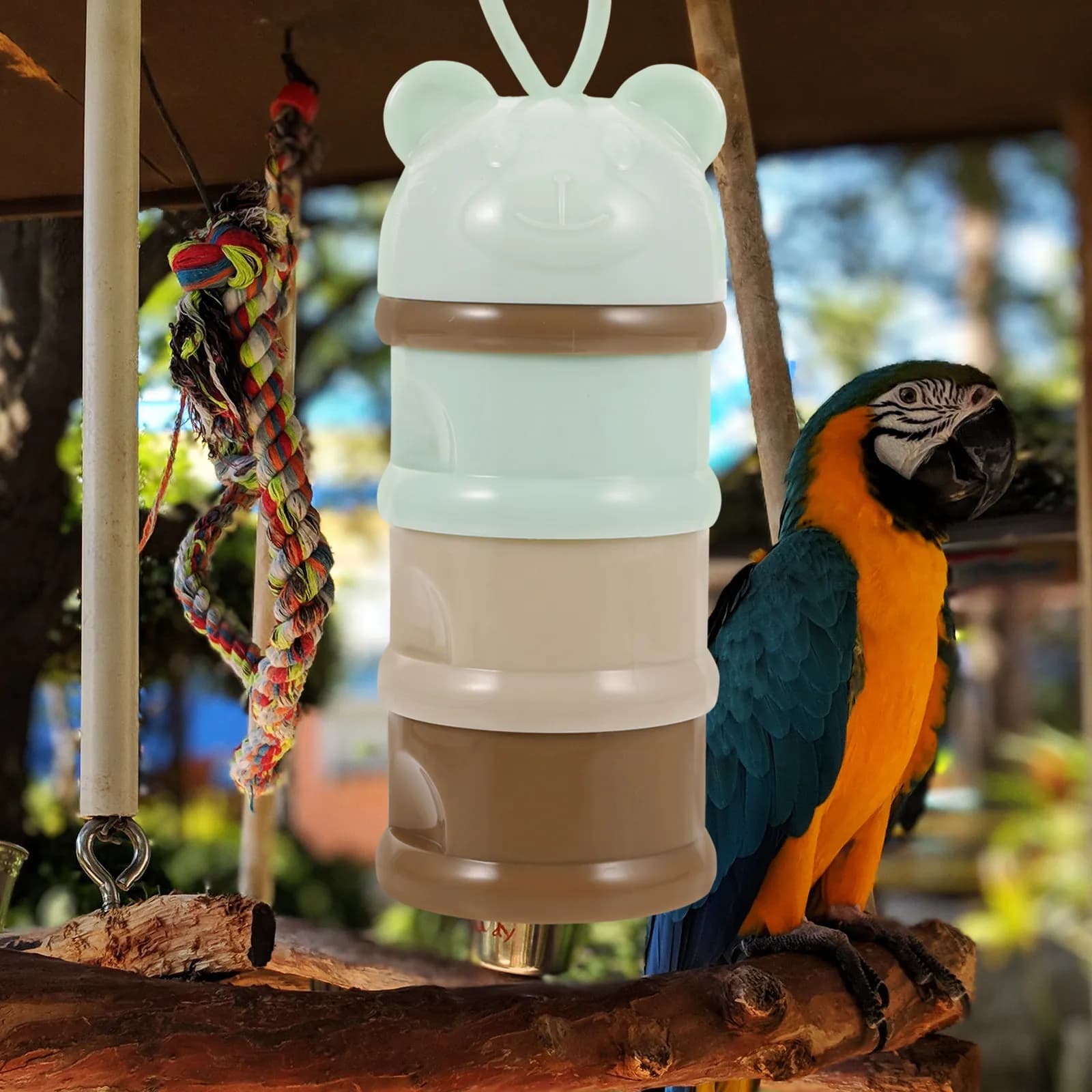 Contenitori Portatili per Alimenti per Pappagalli in Acciaio Inossidabile Resistente per Macaw, Cockatiel, Lovebird e Piccoli Animali Domestici