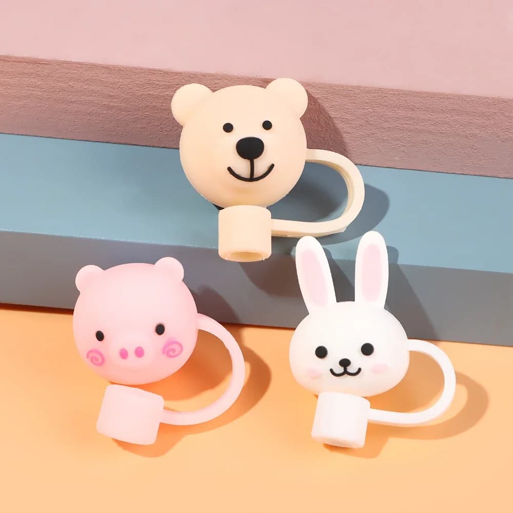 1 pz creativo a prova di spruzzi tazza ermetica accessori bere tappo antipolvere tappi per cartoni animati copertura tappo di paglia in silicone