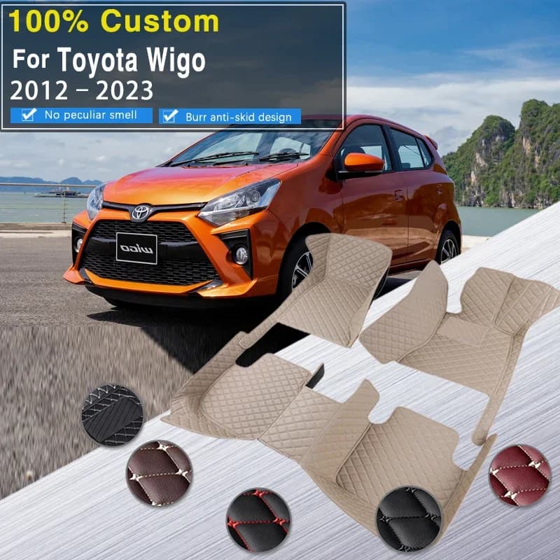 3D RHD Auto In Pelle Pavimento Tappeto Zerbino Per Toyota Wigo Daihatsu Agya B100 2012 ~ 2023 Pad Impermeabile Tappetini Per Auto di Lusso Tappeto Auto Acce