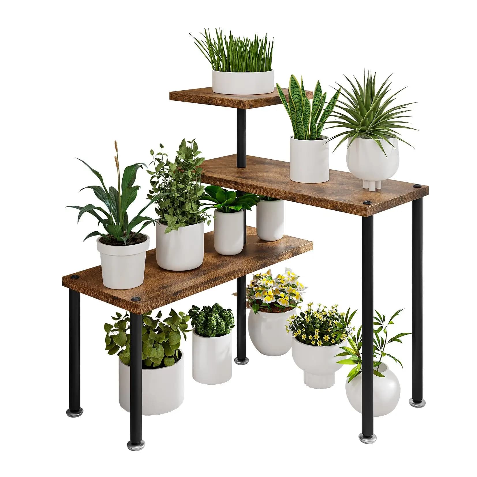3 Tier Kitchen Corner Shelf Countertop Organizer Adjustable Spice Storage Rack Bathroom Accessories Over Sink Coffee Station Desktop Space Saving Organizer Shelves Holder Black White