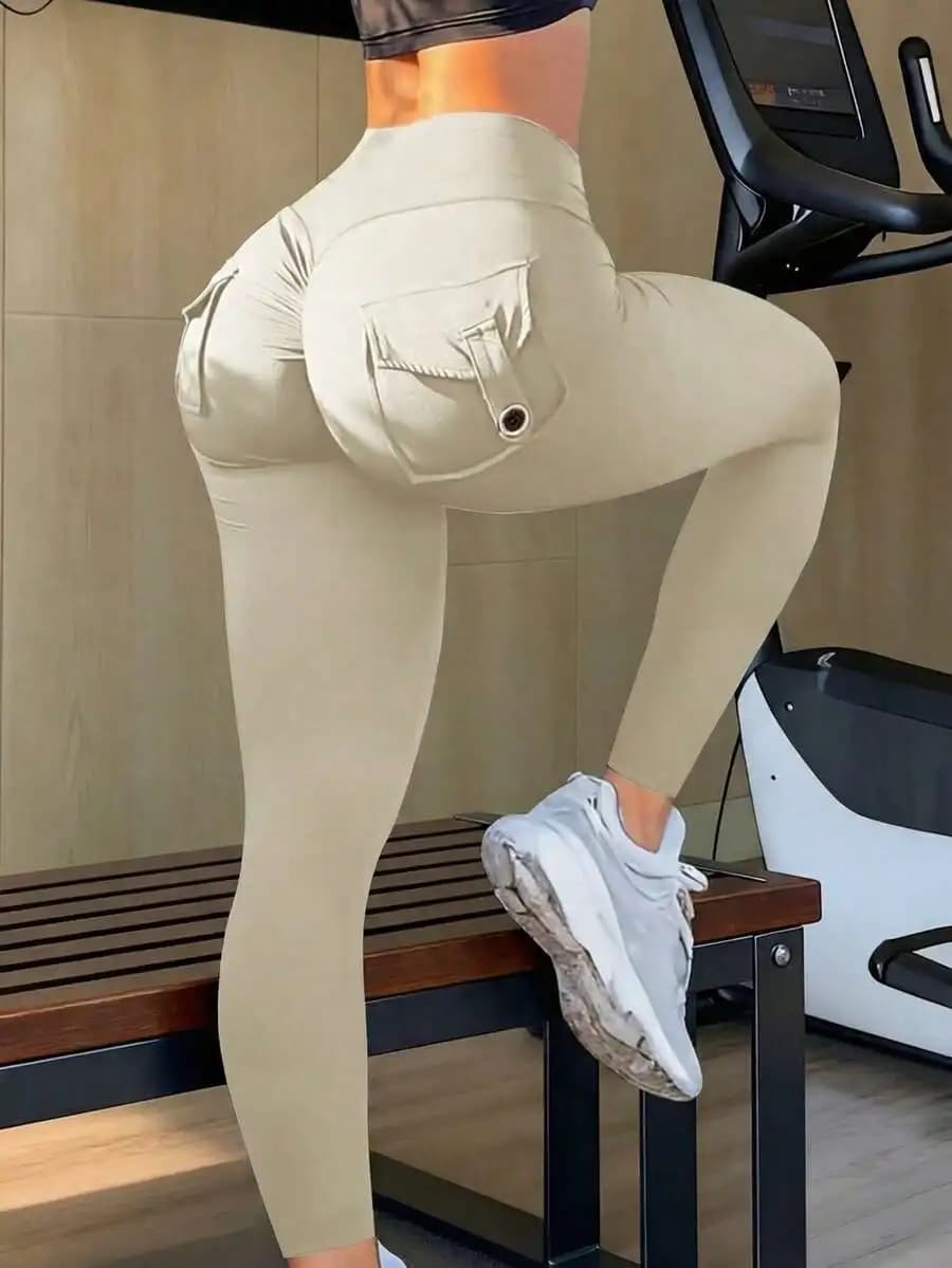 Leggings Cargo a Vita Alta con Tasche Elasticizzate, Modellanti e Sollevanti, Asciugatura Rapida, Pantaloni Skinny per Allenamento