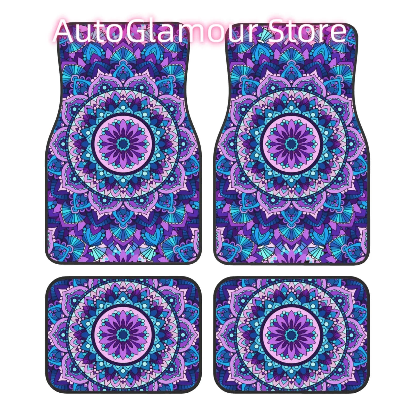 Set di 4 Tappetini per Auto con Motivo Mandala Stampato, Adatti per Tutti i Tappetini Auto Anteriori e Posteriori