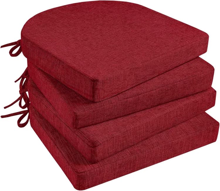 D-shaped chairs cushions, pillows for 2" thick dining chairs washable in washing machine, seat cushions for 16" x 16", set of 4