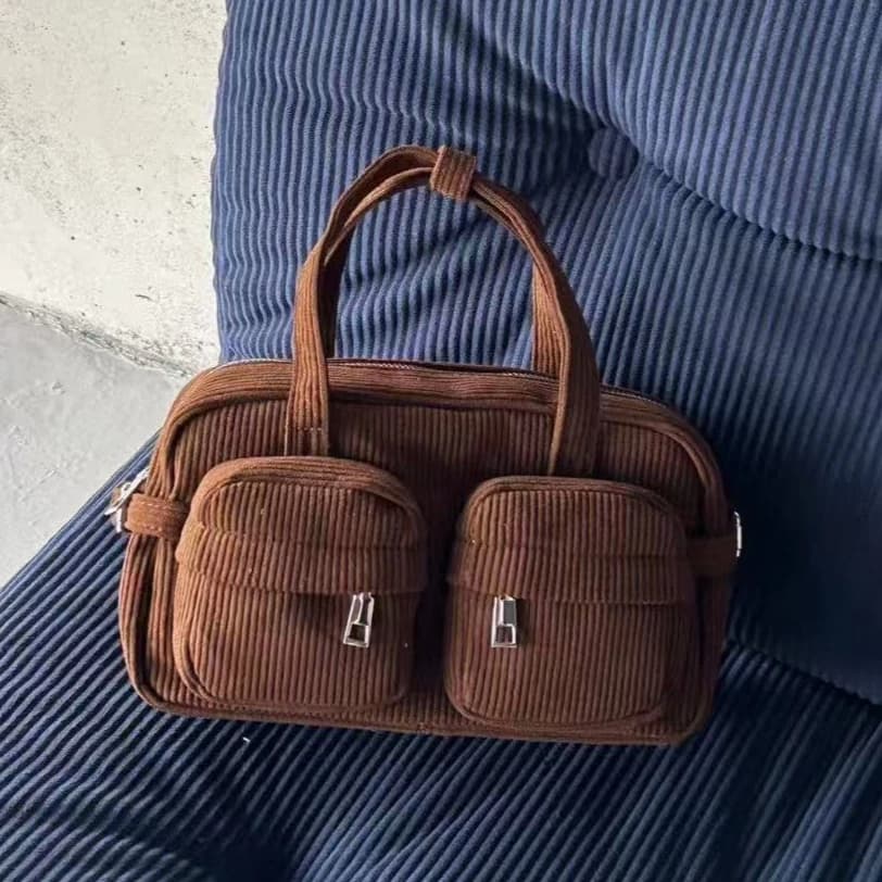 Corduroy Women Handbag Multi-pocket Pillow Armpit Bags Luxury Ladies Underarm Bag Bolsas Commute Totes for Going Out Travel