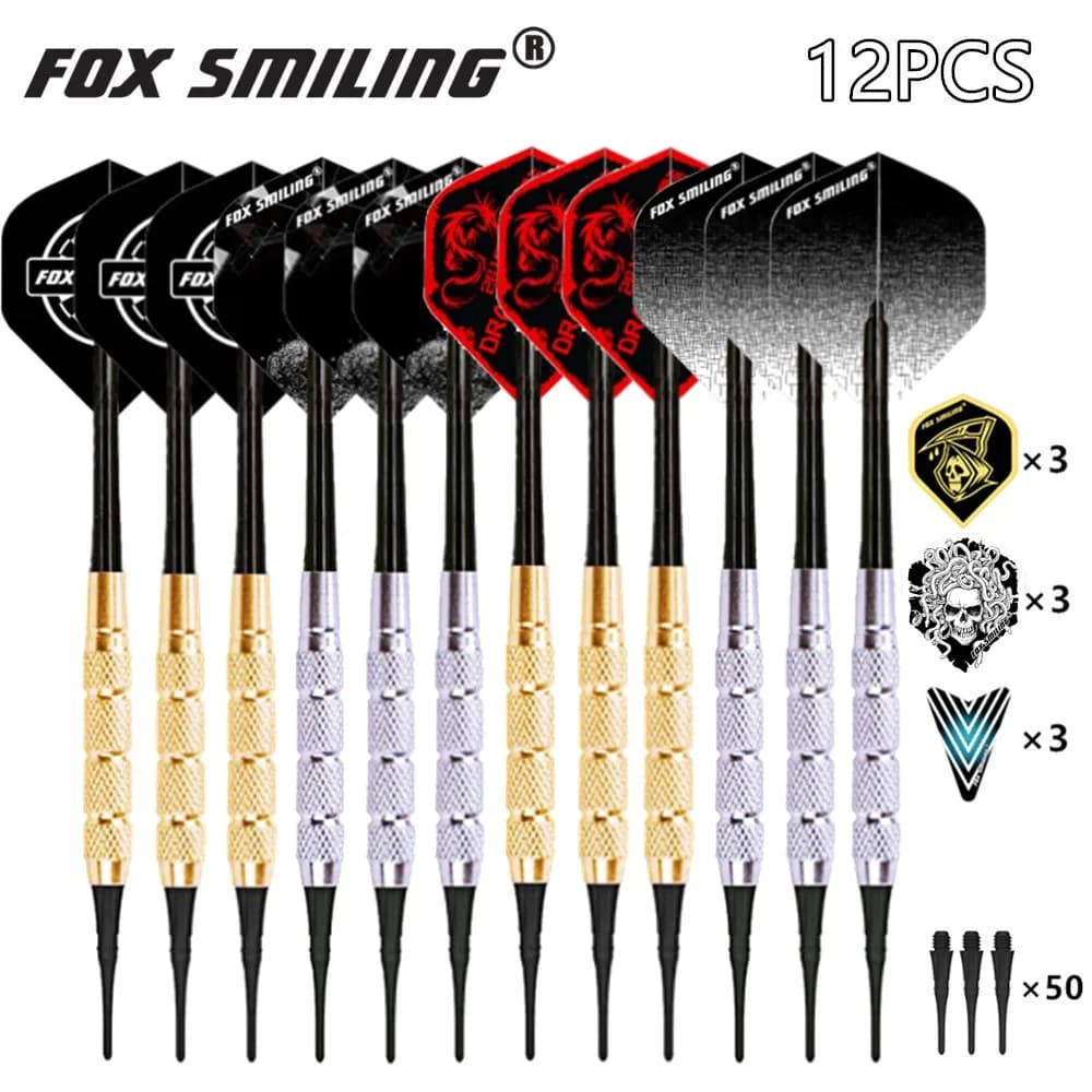 Freccette con punta morbida elettronica 18g dardo 12 pezzi con voli 9 pezzi, o-ring in gomma 60 pezzi, punte morbide 50 pezzi