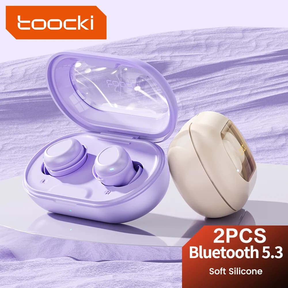 Toocki 2PCS TWS Bluetooth 5.3 Wireless In Ear Sleep Bluetooth Headphones Transparent earphones for outdoor sports work