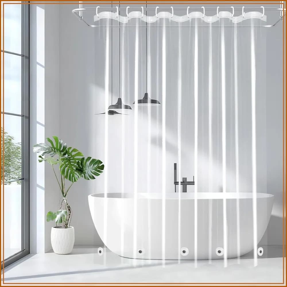 Clear Shower Curtain Liner 72x78 inches, 5 Magnet Weights, Heavy Duty PEVA, No Hooks