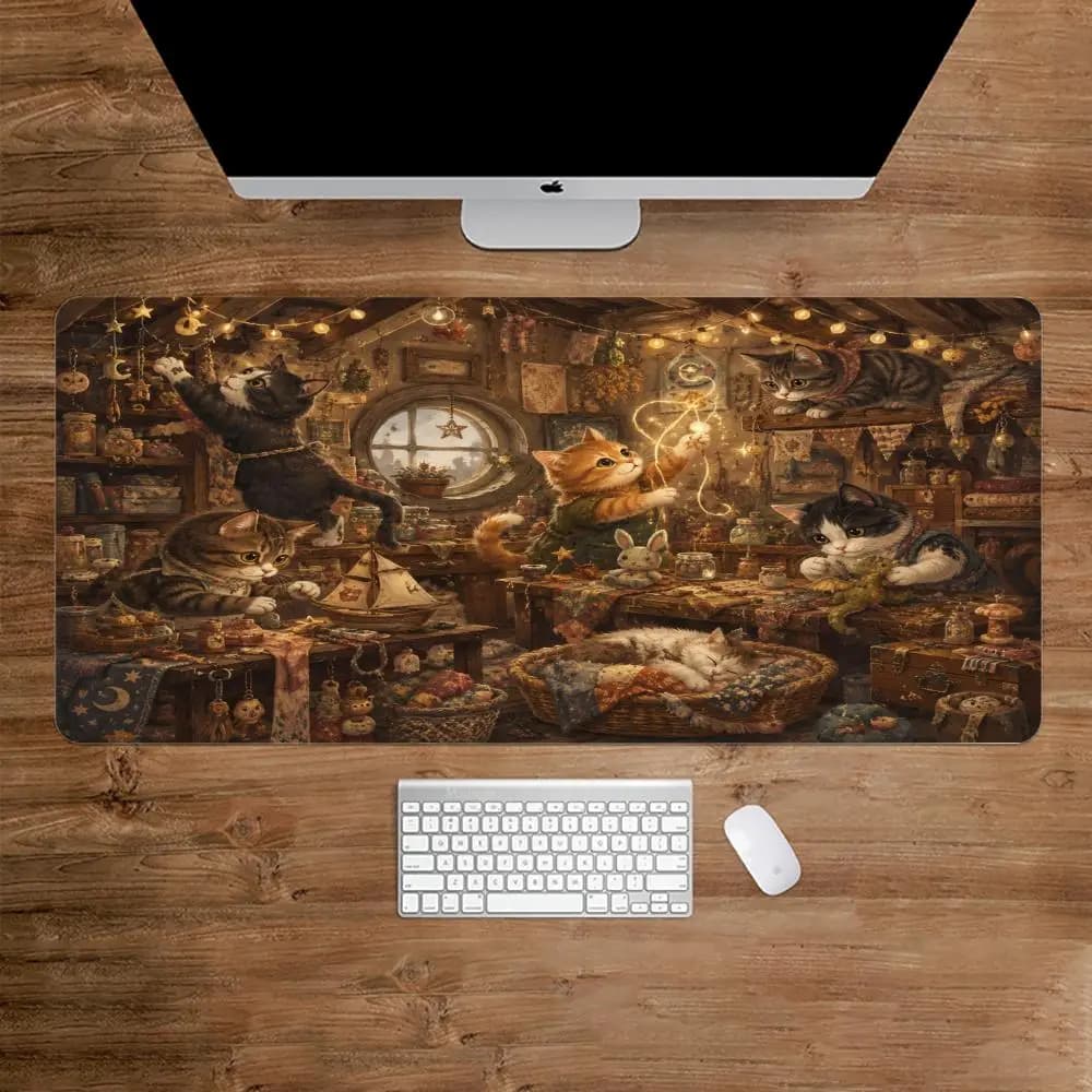 Cats Mouse Pad Anti-slip Desk Mat For Bedroom Study Gaming Setup Big Desk Pad Gamers Computer Desktop Decoration Keyboard Mat