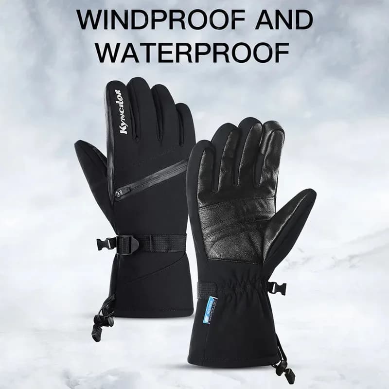Guanti da moto invernali caldi A0081 Guanti da sci antivento touch screen per ciclismo, guida, corsa, sport all'aria aperta, neri