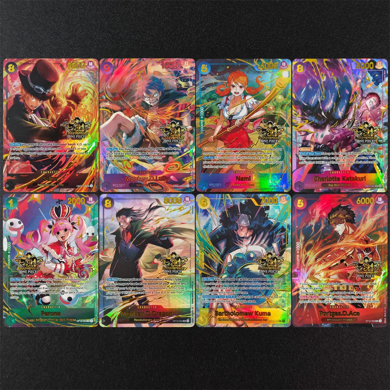 Set di Carte da Collezione Proxy One Piece in Inglese, Versione Giapponese, 3° Anniversario, con Luffy, Sabo, Ace, Katakuri, Dragon, Nami, Perona