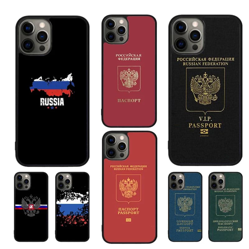 Custodia per telefono bandiera passaporto russo per iPhone 17 Air 16 15 14 11 12 13 Pro MAX Plus coque Cover Shell