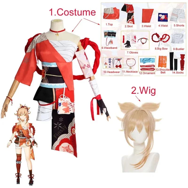 2026 Genshin Impact Yoimiya Cosplay Costume Halloween Carnival Party Anime Props Jewelry Wig