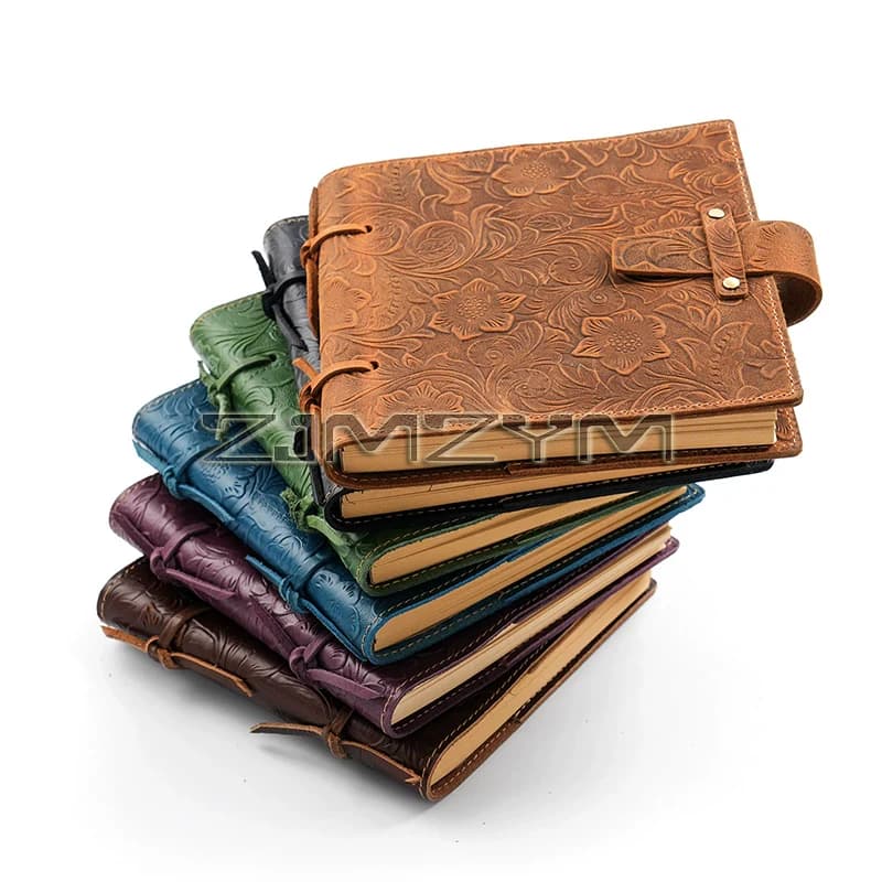 Vintage Embossed Leather DIY Notepad Notebook Cover Diary Handmade Sketchbook Paper Cover School Stationery