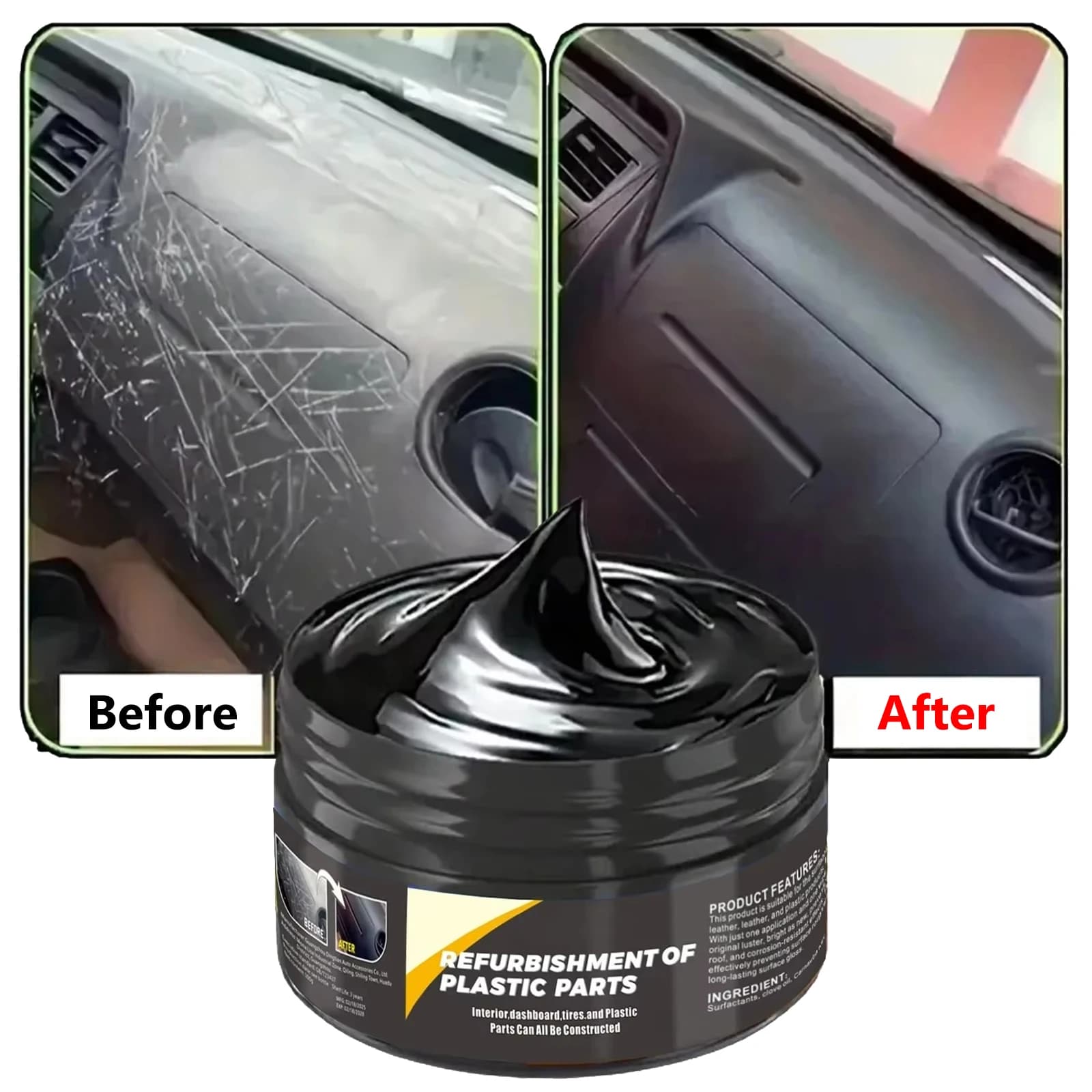 Pasta per riparazione graffi in pelle plastica per interni auto Pasta per lucidatura automobilistica Cera per riparazione Pasta antietà Pneumatici Sedili Volante